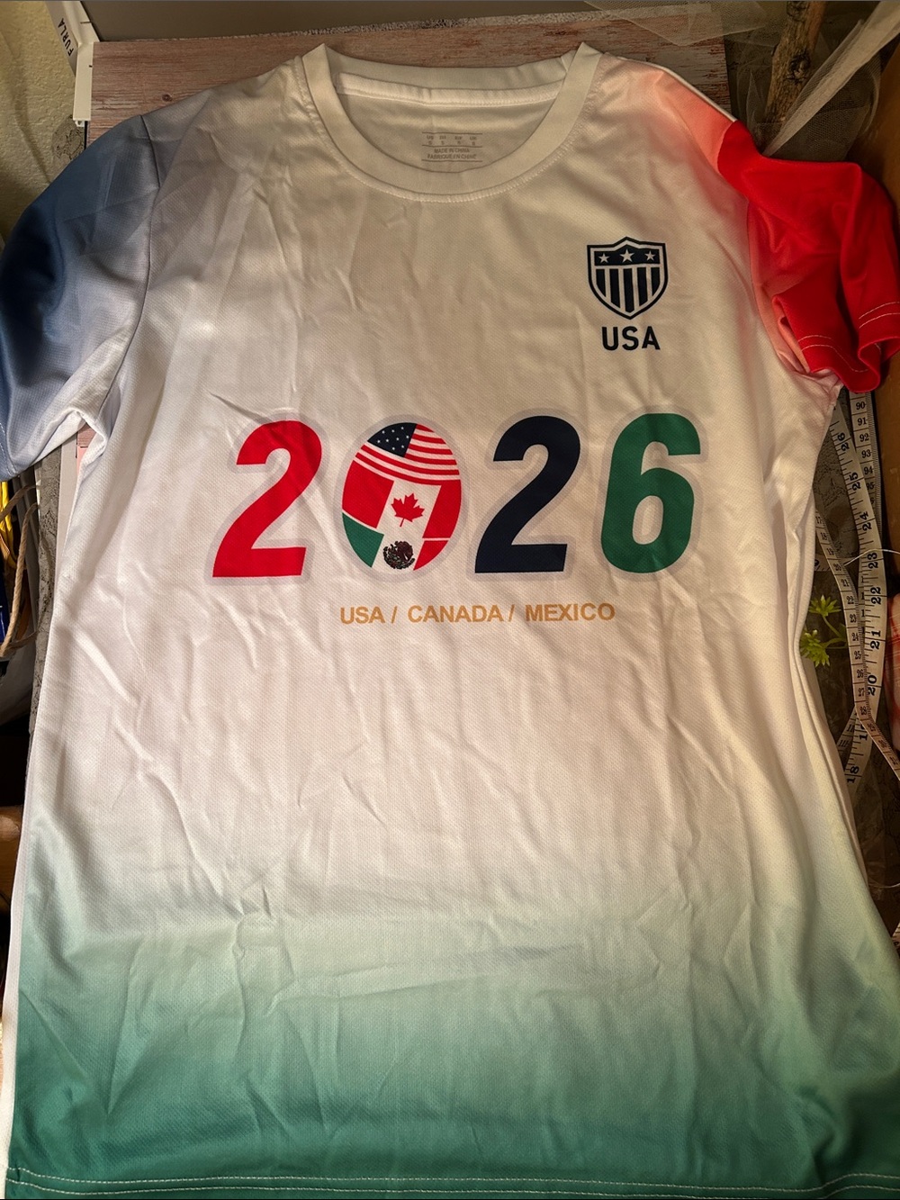 USA 2026 big kid ' Gradient Soccer Tee - White/Red/Blue/Green